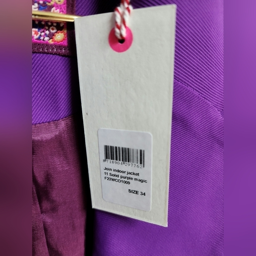 Oilily Join Indoor Jacket Solid Purple Magic XS - New With Tags - Picture 4 of 7